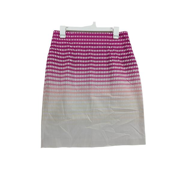 Worthington Dot Print Pencil Skirt 10P Pink White Petite Knee Back Zipper Stripe - Picture 2 of 11